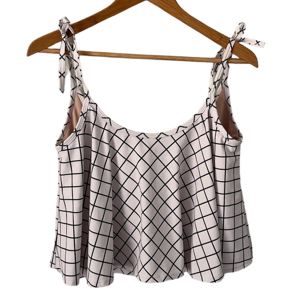 Kortni Jeane Swing Top White/Black Grid Swimsuit Top Size XL